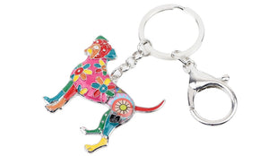 Image of a multicolor boxer keychain made of enamel