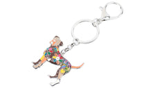 Load image into Gallery viewer, Image of a brown color boxer keychain made of enamel