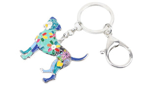 Image of a blue color boxer keychain made of enamel