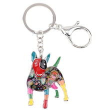 Load image into Gallery viewer, Beautiful Bull Terrier Love Enamel Keychains-Accessories-Accessories, Bull Terrier, Dogs, Keychain-Red-Black-2