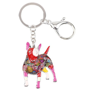 Beautiful Bull Terrier Love Enamel Keychains-Accessories-Accessories, Bull Terrier, Dogs, Keychain-Red-Pink-3