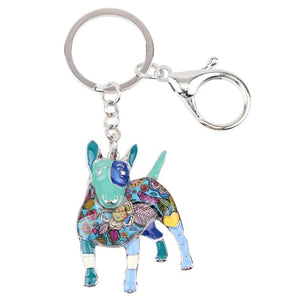 Beautiful Bull Terrier Love Enamel Keychains-Accessories-Accessories, Bull Terrier, Dogs, Keychain-Blue-4