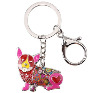 Beautiful Corgi Love Enamel Keychains-Accessories-Accessories, Corgi, Dogs, Keychain-Red-4