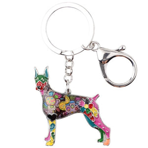 Beautiful Doberman Love Enamel Keychains-Accessories-Accessories, Doberman, Dogs, Keychain-Red-Green-2