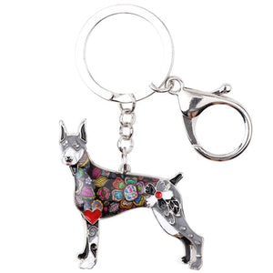 Beautiful Doberman Love Enamel Keychains-Accessories-Accessories, Doberman, Dogs, Keychain-White-Grey-7