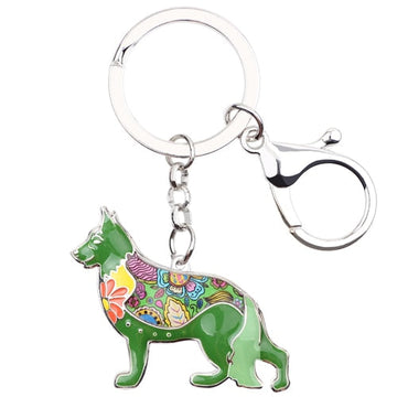 Beautiful German Shepherd Love Enamel Keychains-Accessories-Accessories, Dogs, German Shepherd, Keychain-Green-4