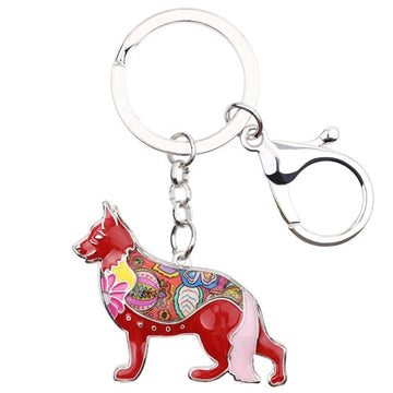 Beautiful German Shepherd Love Enamel Keychains-Accessories-Accessories, Dogs, German Shepherd, Keychain-Red-6