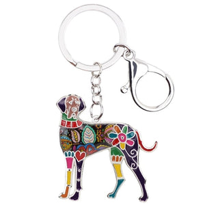 Beautiful Great Dane Love Enamel Keychains-Accessories-Accessories, Dogs, Great Dane, Keychain-Brown-Purple-3