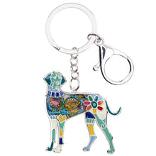 Load image into Gallery viewer, Beautiful Great Dane Love Enamel Keychains-Accessories-Accessories, Dogs, Great Dane, Keychain-Blue-Green-6