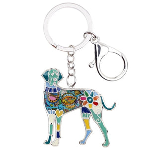 Beautiful Great Dane Love Enamel Keychains-Accessories-Accessories, Dogs, Great Dane, Keychain-Blue-Green-6