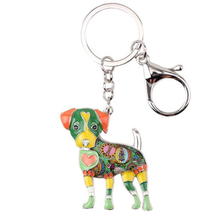 Beautiful Jack Russell Terrier Love Enamel Keychains-Accessories-Accessories, Dogs, Jack Russell Terrier, Keychain-Yellow-Green-7