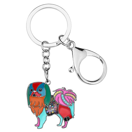 Beautiful Japanese Chin Love Enamel Keychains-Accessories-Accessories, Dogs, Japanese Chin, Keychain-Multicolor-1