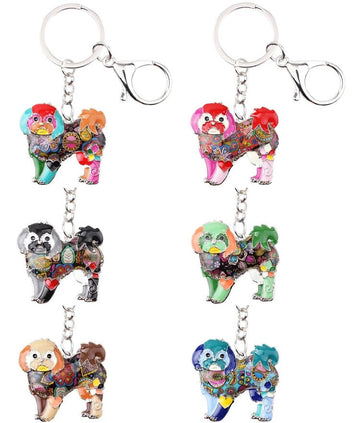 Beautiful Lhasa Apso Love Enamel Keychains 360x