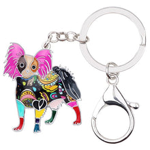 Load image into Gallery viewer, Beautiful Papillon Love Enamel Keychains-Accessories-Accessories, Dogs, Keychain, Papillon-Pink-2