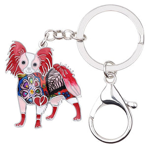 Beautiful Papillon Love Enamel Keychains-Accessories-Accessories, Dogs, Keychain, Papillon-Red-3