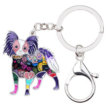 Load image into Gallery viewer, Beautiful Papillon Love Enamel Keychains-Accessories-Accessories, Dogs, Keychain, Papillon-Purple-6