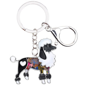 Beautiful Poodle Love Enamel Keychains-Accessories-Accessories, Dogs, Keychain, Poodle-White-Black-3