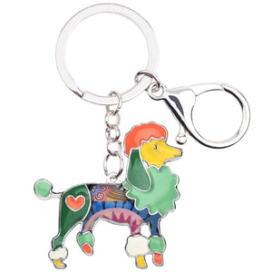 Beautiful Poodle Love Enamel Keychains-Accessories-Accessories, Dogs, Keychain, Poodle-Orange-Green-4