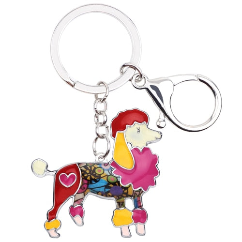 Beautiful Poodle Love Enamel Keychains-Accessories-Accessories, Dogs, Keychain, Poodle-Red-Pink-1