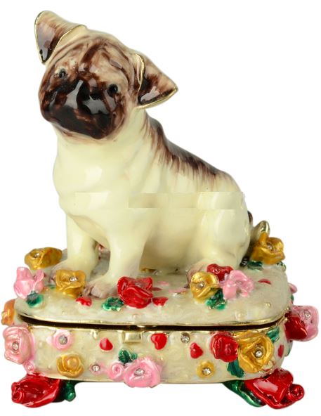 Beautiful Pug Love Small Jewellery Box FigurineHome Decor