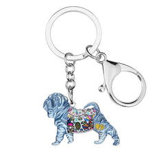 Load image into Gallery viewer, Beautiful Shar Pei Love Enamel Keychains-Accessories-Accessories, Dogs, Keychain, Shar Pei-Blue-2