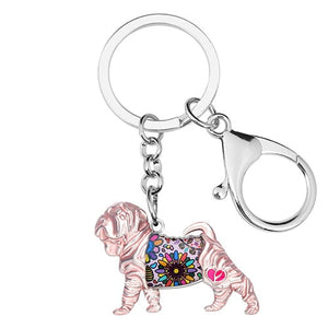 Beautiful Shar Pei Love Enamel Keychains-Accessories-Accessories, Dogs, Keychain, Shar Pei-Pink-3