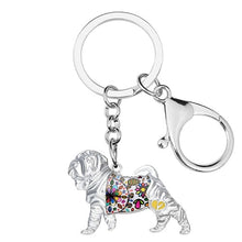 Load image into Gallery viewer, Beautiful Shar Pei Love Enamel Keychains-Accessories-Accessories, Dogs, Keychain, Shar Pei-White-5