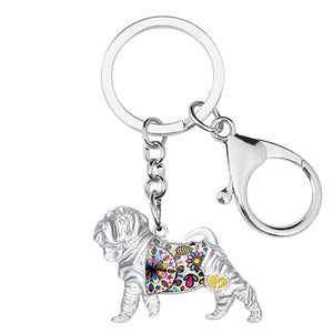 Beautiful Shar Pei Love Enamel Keychains-Accessories-Accessories, Dogs, Keychain, Shar Pei-White-5