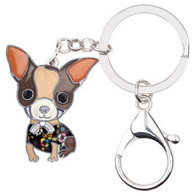 Load image into Gallery viewer, Beautiful Sitting Chihuahua Puppy Love Enamel Keychains-Accessories-Accessories, Chihuahua, Dogs, Keychain-Brown-4