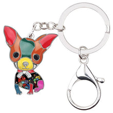 Load image into Gallery viewer, Beautiful Sitting Chihuahua Puppy Love Enamel Keychains-Accessories-Accessories, Chihuahua, Dogs, Keychain-Orange-Green-1