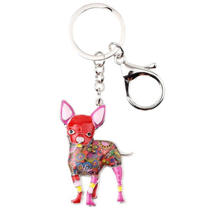 Beautiful Standing Chihuahua Love Enamel Keychains-Accessories-Accessories, Chihuahua, Dogs, Keychain-Red-2