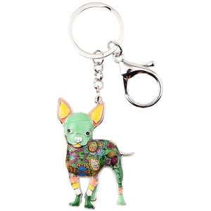 Beautiful Standing Chihuahua Love Enamel Keychains-Accessories-Accessories, Chihuahua, Dogs, Keychain-Green-3