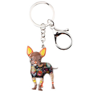 Beautiful Standing Chihuahua Love Enamel Keychains-Accessories-Accessories, Chihuahua, Dogs, Keychain-Brown-4