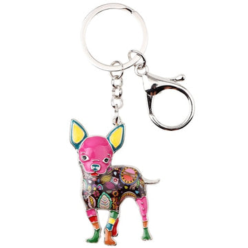 Beautiful Standing Chihuahua Love Enamel Keychains 360x