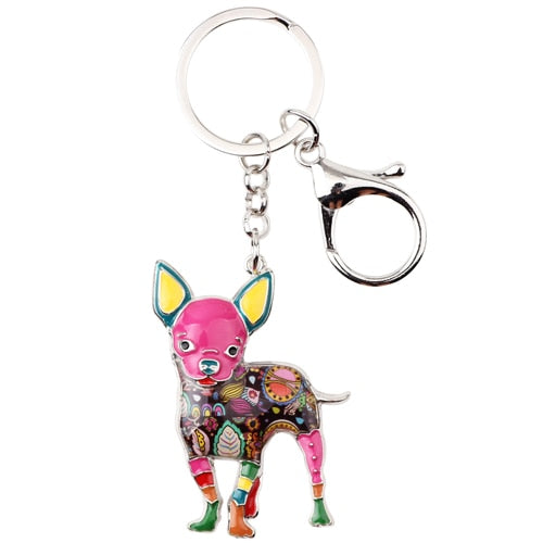 Beautiful Standing Chihuahua Love Enamel Keychains-Accessories-Accessories, Chihuahua, Dogs, Keychain-Pink-1