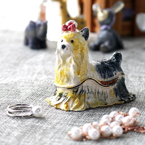 Beautiful Yorkshire Terrier Love Small Jewellery Box FigurineHome Decor