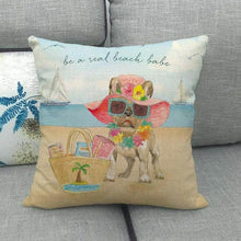 Load image into Gallery viewer, Beauty and the Beach Rough Collie Cushion CoverCushion CoverFrench Bulldog - Real Beach Babe