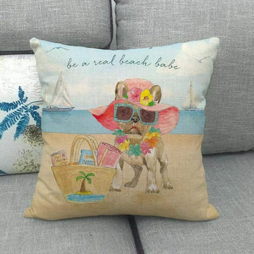 Beauty and the Beach Rough Collie Cushion CoverCushion CoverFrench Bulldog - Real Beach Babe