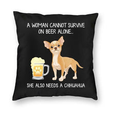 Load image into Gallery viewer, Beer and Chihuahua Mom Love Cushion Cover-Home Decor-Chihuahua, Cushion Cover, Dogs, Home Decor-3