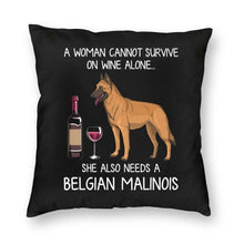 Load image into Gallery viewer, Wine and Belgian Malinois Mom Love Cushion Cover-Home Decor-Belgian Malinois, Cushion Cover, Dogs, Home Decor-Small-Belgian Malonis-1
