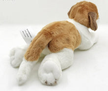 Load image into Gallery viewer, This image shows the back of  cute Belly Flop Saint Bernard Stuffed Animal Plush Toy lying on the floor.