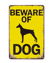 Load image into Gallery viewer, Image of a beware of doberman signboard with rusted yellow effect