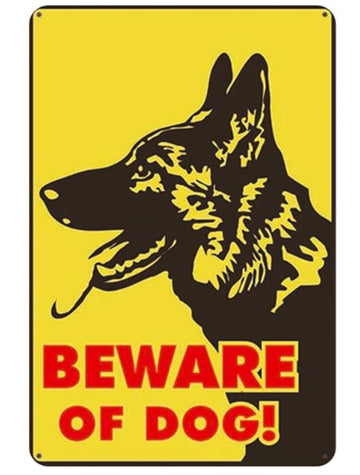 Beware Of German Shepherd Tin Sign Board Series 1 Sign Board Denim Meow German Shepherd Beware Of Dog One Size 573242 360x