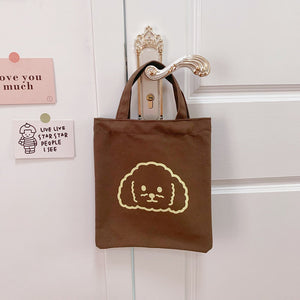 Bichon Frise Love Canvas Tote Bags-Accessories-Accessories, Bags, Bichon Frise, Dogs-Brown-3