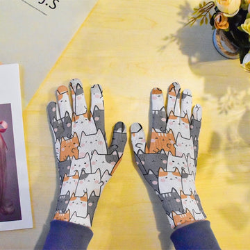 Black and White Doggo Love Touch Screen Gloves - Bull Terrier and Labrador-Accessories-Accessories, Bull Terrier, Dogs, Gloves, Labrador-Cats 3-One Size-9