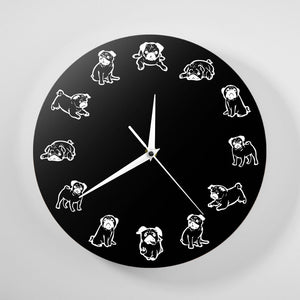 Black and White Pug Love Wall Clock-Home Decor-Dogs, Home Decor, Pug, Wall Clock-16