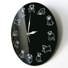 Load image into Gallery viewer, Black and White Pug Love Wall Clock-Home Decor-Dogs, Home Decor, Pug, Wall Clock-17