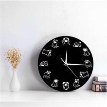 Load image into Gallery viewer, Black and White Pug Love Wall Clock-Home Decor-Dogs, Home Decor, Pug, Wall Clock-2