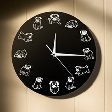 Load image into Gallery viewer, Black and White Pug Love Wall Clock-Home Decor-Dogs, Home Decor, Pug, Wall Clock-3