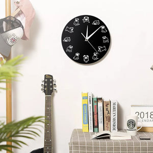Black and White Pug Love Wall Clock-Home Decor-Dogs, Home Decor, Pug, Wall Clock-5